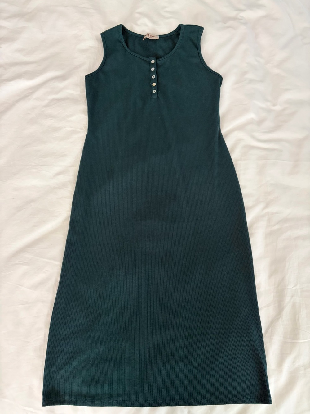 Full Moon Maternity Sleeveless Ribbed Midi Dress in Deep Teal